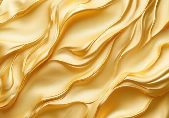 Poster - Elegant flowing golden satin fabric texture creating luxurious waves and soft reflections for artistic and fashion design purposes