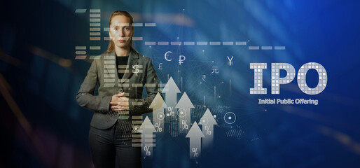 Poster - People crowd indoor at office Woman in suit. Standing and look. Listening and wait. Changes in.