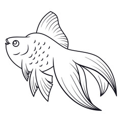 Poster - Elegant Goldfish Line Art: a delightful illustration of an goldfish, exuding charm and grace through its graceful curves.