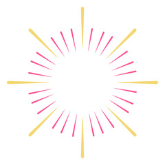 Poster - Radiant Burst: A vibrant illustration of a radiant burst, featuring dynamic lines of yellow and pink emanating from a central point, evoking energy and excitement. 