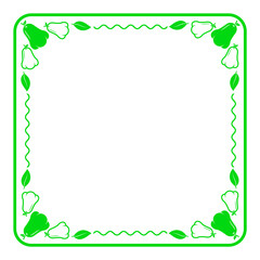 Wall Mural - green line and line wave square frame with rose apple