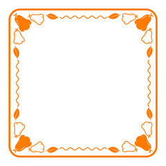 Wall Mural - orange line and line wave square frame with rose apple