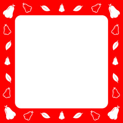Wall Mural - red square frame with cute rose apple on surround