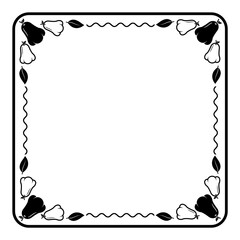 Wall Mural - black line and line wave square frame with rose apple