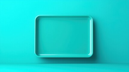Poster - minimalist turquoise tray on a clean background ideal for product display or artistic presentations 