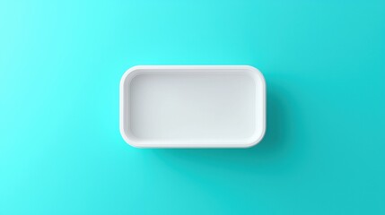 Poster - Minimalist White Rectangular Tray on Solid Teal Background for Stylish Organization and Decorative Display in Modern Interiors
