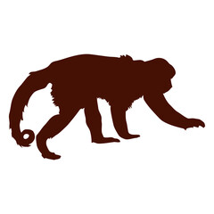 Poster - Monkey Silhouette: A sleek and minimalist silhouette of a monkey, presented in a deep, earthy tone, perfect for a range of creative projects