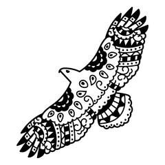 Poster - Soaring Eagle: A beautifully designed eagle soars through the air, wings outstretched, showcasing an intricate pattern.