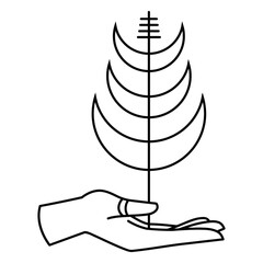Poster - Symbolic Hand Holding: A delicate hand delicately cradles a symbolic illustration, the lines forming an elegant representation. 