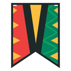 Poster - Banner with Geometric Patterns: A stylized banner, adorned with bold geometric patterns in vibrant colors, creating a sense of visual interest and festive appeal.