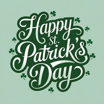 Happy St. Patrick’s Day Poster Background with Lush Green Clover Leaves for Festive Designs, Happy St. Patrick's Day