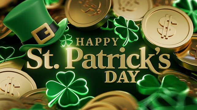 Happy St. Patrick’s Day Realistic Clover Leaves Background – Perfect for Digital & Print Designs