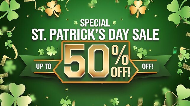 Happy St. Patrick’s Day Realistic Clover Leaves Background – Perfect for Digital & Print Designs