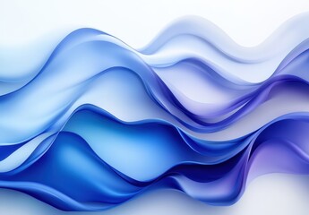 Poster - Fluid abstract waves in shades of blue and purple creating a serene and soft background for creative projects or digital art applications