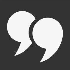 Poster - Round vector quotation marks are white on a dark background. Quotes in the title, round ticks, and quote icons in the comments