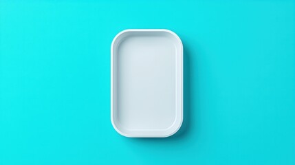 Poster - minimalistic white tray on a vibrant turquoise background, perfect for modern design, product displa