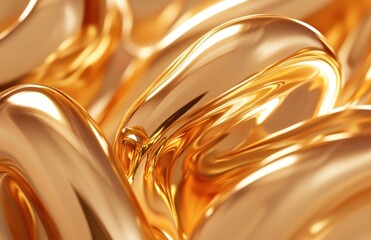 Poster - Glossy Golden Swirls with Smooth Curves Reflecting Light in a Radiant Abstract Background for Artistic and Creative Uses