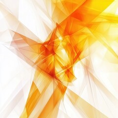 Poster - Technology abstract fractal lines background with low poly pattern, yellow orange and white color.