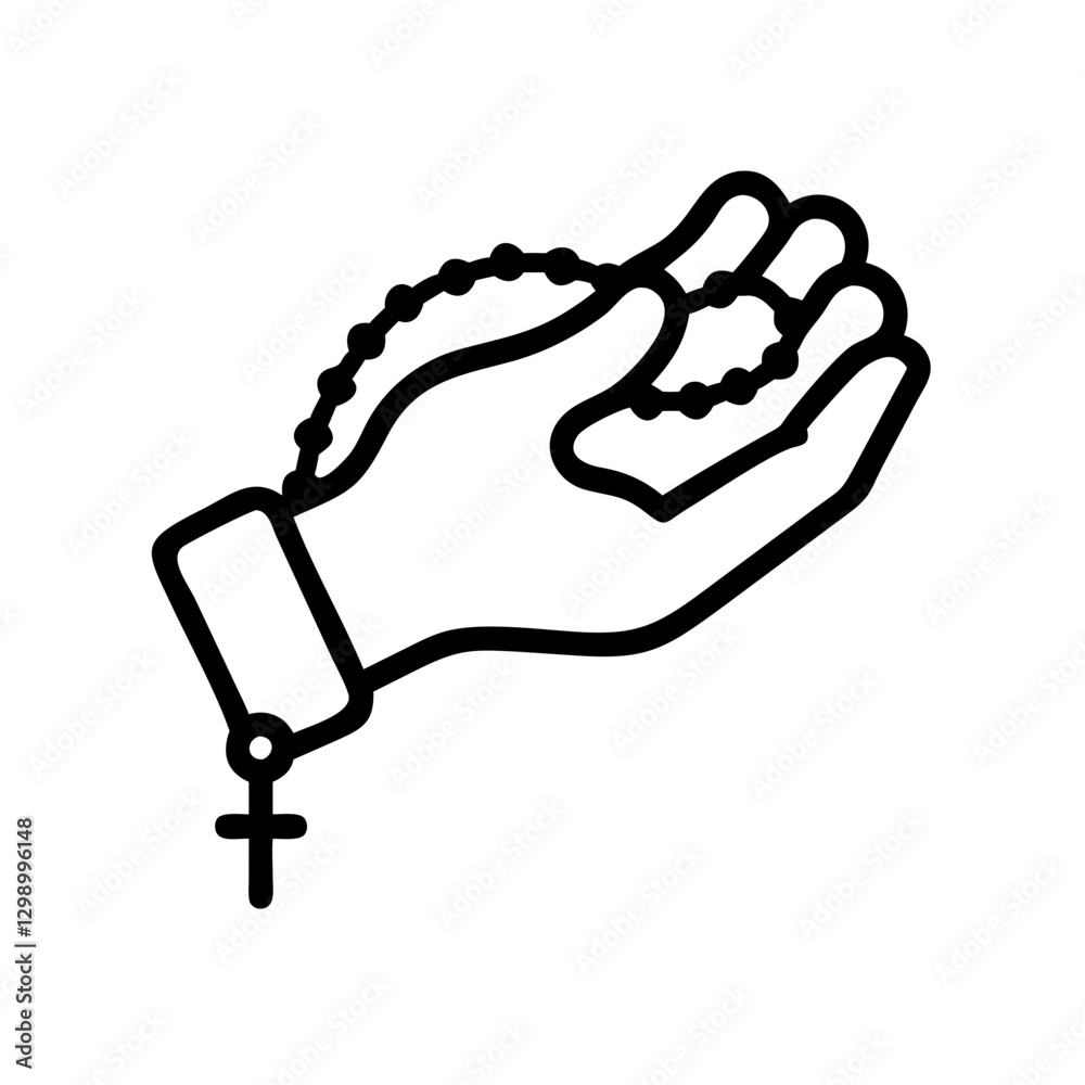Hand holding rosary beads in a prayerful pose for spiritual connection ...