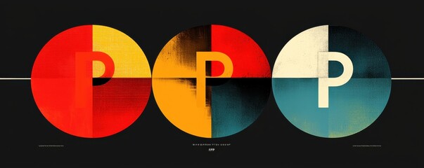 Poster - modern abstract design with overlapping vibrant geometric circles and bold typography