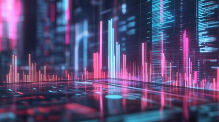 Poster - colorful bar charts and graphs on a detailed financial report, depicting business data and analysis 