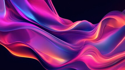 Poster - Colorful background with abstract shapes in neon colors against black.