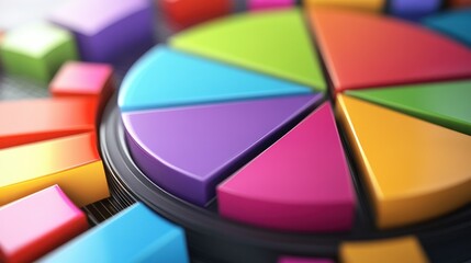Poster - Colorful pie charts representing different data distributions and percentages, showcasing vibrant segments and varying sizes.