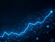 © guteksk7 - Abstract digital chart showing upward trend with glowing blue line on a network background.
