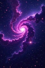 swirling purple nebula against dark black space background, cosmos, astronomy