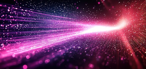 Aufkleber - A vibrant display of pink and purple light particles creating an energetic background.