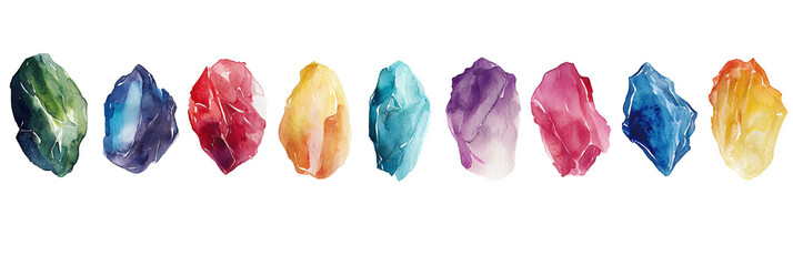 Poster - Vibrant watercolor gems display colorful background artistic composition studio setting close-up view creative concept