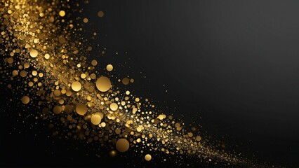 luxury metallic gold confetti dots on black background