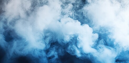 Poster - Soft Blue Smoke Swirls in a Mysterious Ethereal Atmosphere Creating an Enigmatic Background for Various Creative Projects