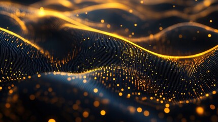 Poster - abstract financial chart with golden elements on a dark background