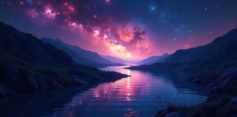 Celestial river of starlight across inky black, nebula, astronomy, cosmos