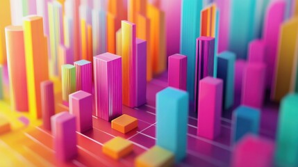 Poster - colorful 3d charts and graphs for data visualization and business analytics - a colorful and modern 