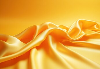 Poster - Soft Yellow Satin Fabric with Gentle Waves and Textures, Perfect for Backgrounds and Textile Designs in Elegant Aesthetic Settings or Fashion Industry