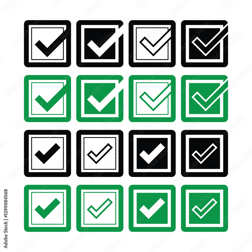 check box icon with correct, accept checkmark icons green tick box ...