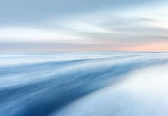Poster - Tranquil Abstract Seascape with Soft Blue and Gray Tones at Dusk Evoking Calmness and Serenity in the Natural World