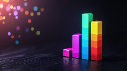 Poster - Colorful Bar Graph on Dark Screen with Abstract Chaos Effect