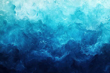 Poster - Abstract blue watercolor painting, resembling ocean waves or a turbulent sea with shades of cyan and teal.