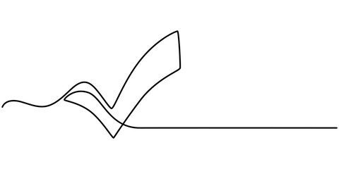 Poster - Continuous line drawing of check mark. One continuous line tick. Continuous line drawing of tick. Check mark linear icon, Vector illustration of check mark continuous one line drawing. Pro. 