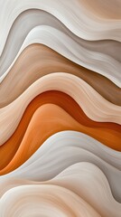 Poster - Abstract Composition of Flowing Wavy Lines in Earthy Brown, Orange, and White Tones, Elegant Modern Design