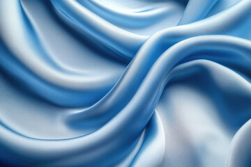 Poster - Soft, flowing light blue silk fabric creates elegant, luxurious drapes and folds.