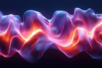 Poster - Abstract digital art depicting flowing, luminous waves of vibrant purple and orange hues.