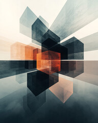 Poster - Futuristic editorial style capturing a cluster of glass cubes with tinted edges, high-contrast