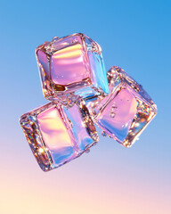 Poster - Futuristic editorial style capturing a cluster of glass cubes with tinted edges, high-contrast