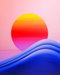 Poster - Painterly approach: softly blended gradient stripes in pastel hues across the horizon, large