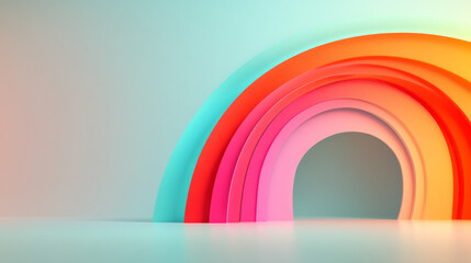 Poster - Futuristic design featuring neon red and teal arcs colliding, moody negative space, hyperreal