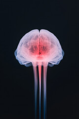 Poster - Futuristic composition showcasing a translucent brain silhouette, layered with soft gradient hues